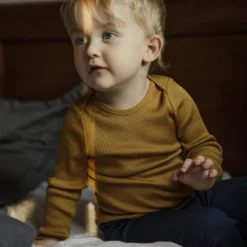 Minimalisma Silk/Cotton Bono LS Baby Body - Golden Leaf Sale