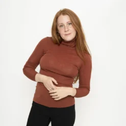 Minimalisma Womens Merino Turtleneck Top - Rhubarb 11 Minimalisma Womens Merino Turtleneck Top - Rhubarb