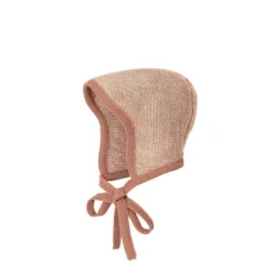 Bonnets Disana Knitted Merino Bonnet - Rose/Natural