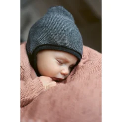 Sale Disana Knitted Merino Bonnet - Anthracite/Grey