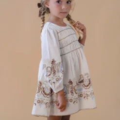 Apolina Sale Kari Smock Dress - Folk Floral Cream