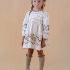 Apolina Sale Kari Smock Dress - Folk Floral Cream