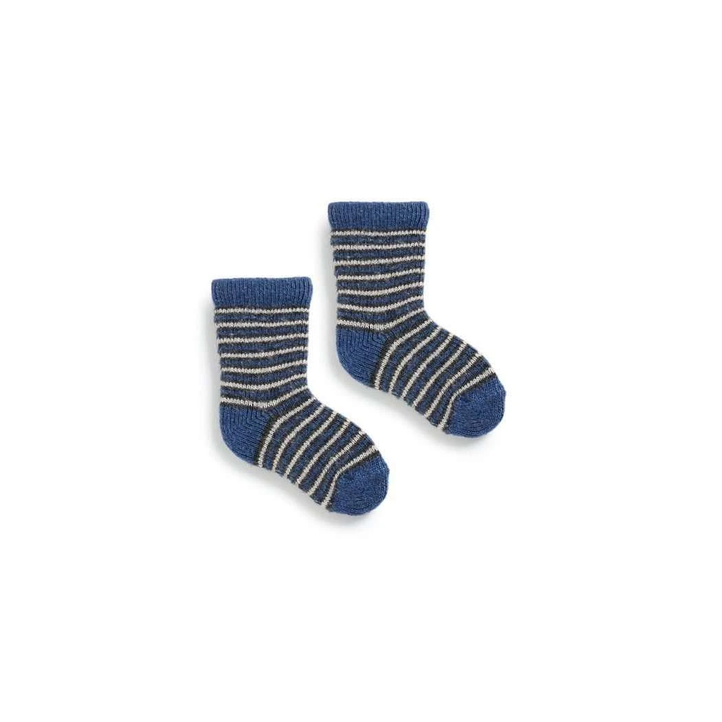Lisa B. Baby Pin Stripe Wool & Cashmere Socks - Denim 3 Lisa B. Baby Pin Stripe Wool & Cashmere Socks - Denim