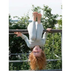 Serendipity Organics Organic Cotton Child Leggings - Lake/Off White Stripe Leggings & Pants