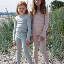 Serendipity Organics Tops Organic Cotton Child Long Tee - Lake/Off White Stripe