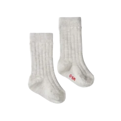 Nature Baby Organic Cotton Rib Socks - Light Grey Marl
