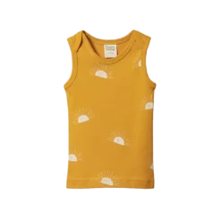 Nature Baby Organic Cotton Singlet Top - Sunrise Honey Print Sale