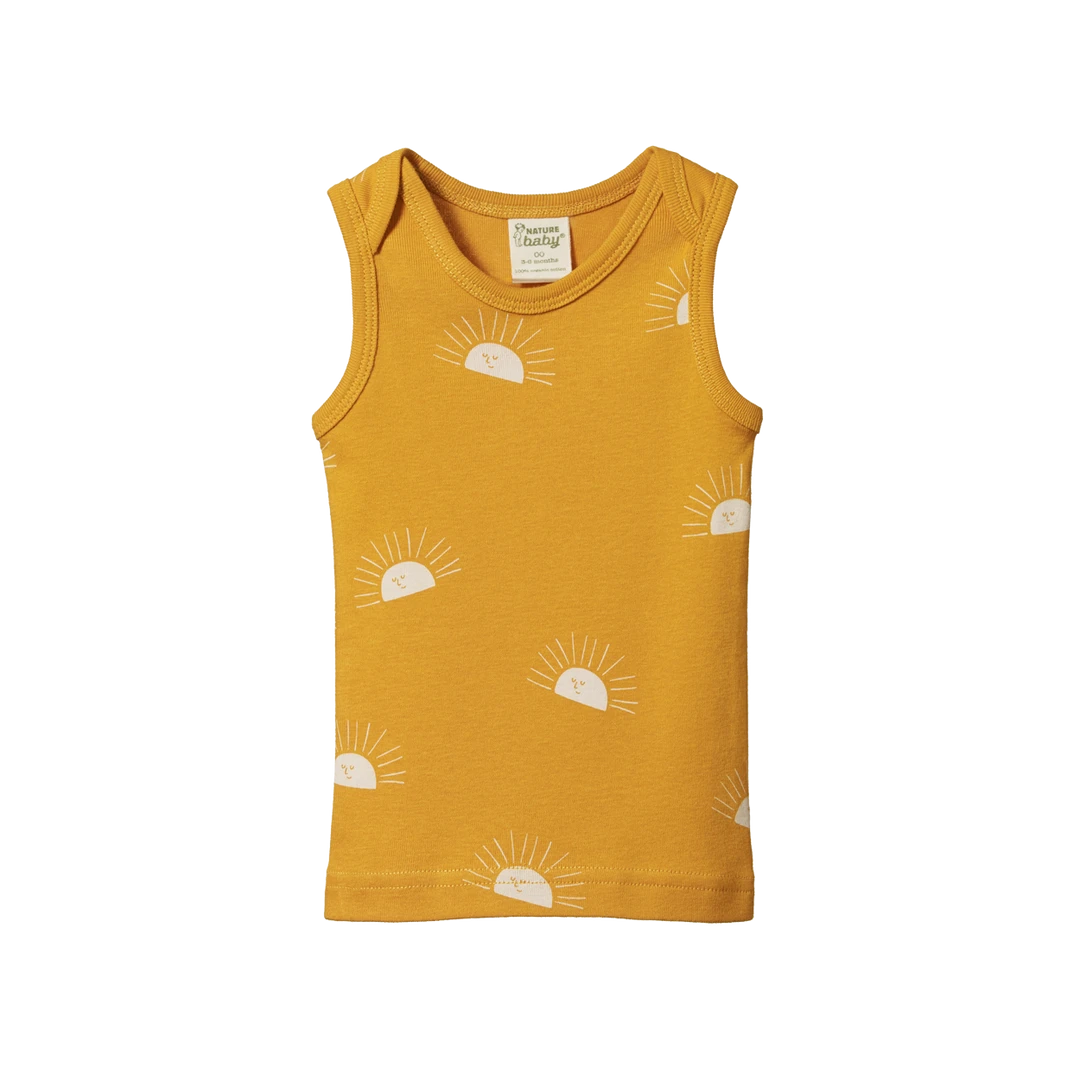 Nature Baby Organic Cotton Singlet Top - Sunrise Honey Print Sale 3 Nature Baby Organic Cotton Singlet Top - Sunrise Honey Print Sale