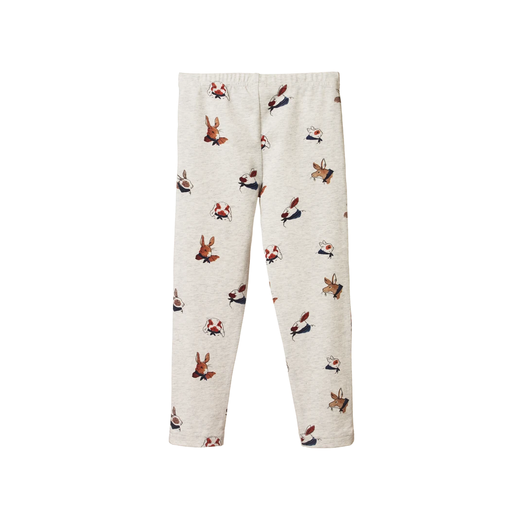 Nature Baby Organic Cotton Leggings - Bunny Garden Light Grey Marl Print 4 Nature Baby Organic Cotton Leggings - Bunny Garden Light Grey Marl Print