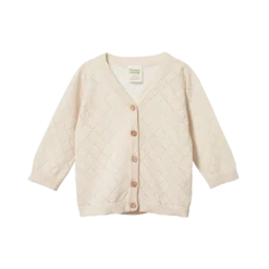 Nature Baby Sale Light Cotton Knit Cardigan - Natural Diamond Knit