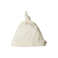 Nature Baby Merino Pointelle Knotted Beanie - Natural New