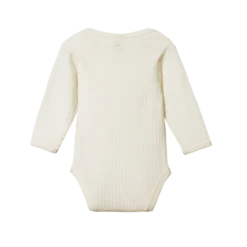 Nature Baby Merino Pointelle Long Sleeve Body Suit - Natural New