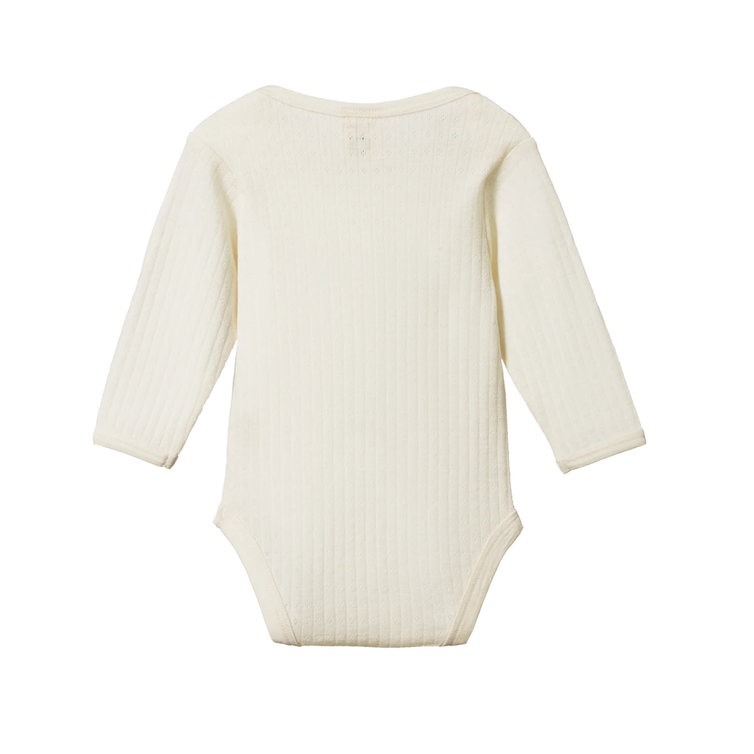 Nature Baby Merino Pointelle Long Sleeve Body Suit - Natural New 4 Nature Baby Merino Pointelle Long Sleeve Body Suit - Natural New