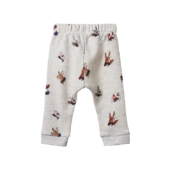 Nature Baby Sunday Track Pants - Bunny Garden Light Grey Marl Print