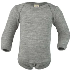 Engel Wool/Silk Long Sleeved Bodysuit – Grey Melange Bodies & Jumpsuits