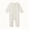 Nature Baby Pointelle Henley Pyjama Suit - Natural Bodies & Jumpsuits