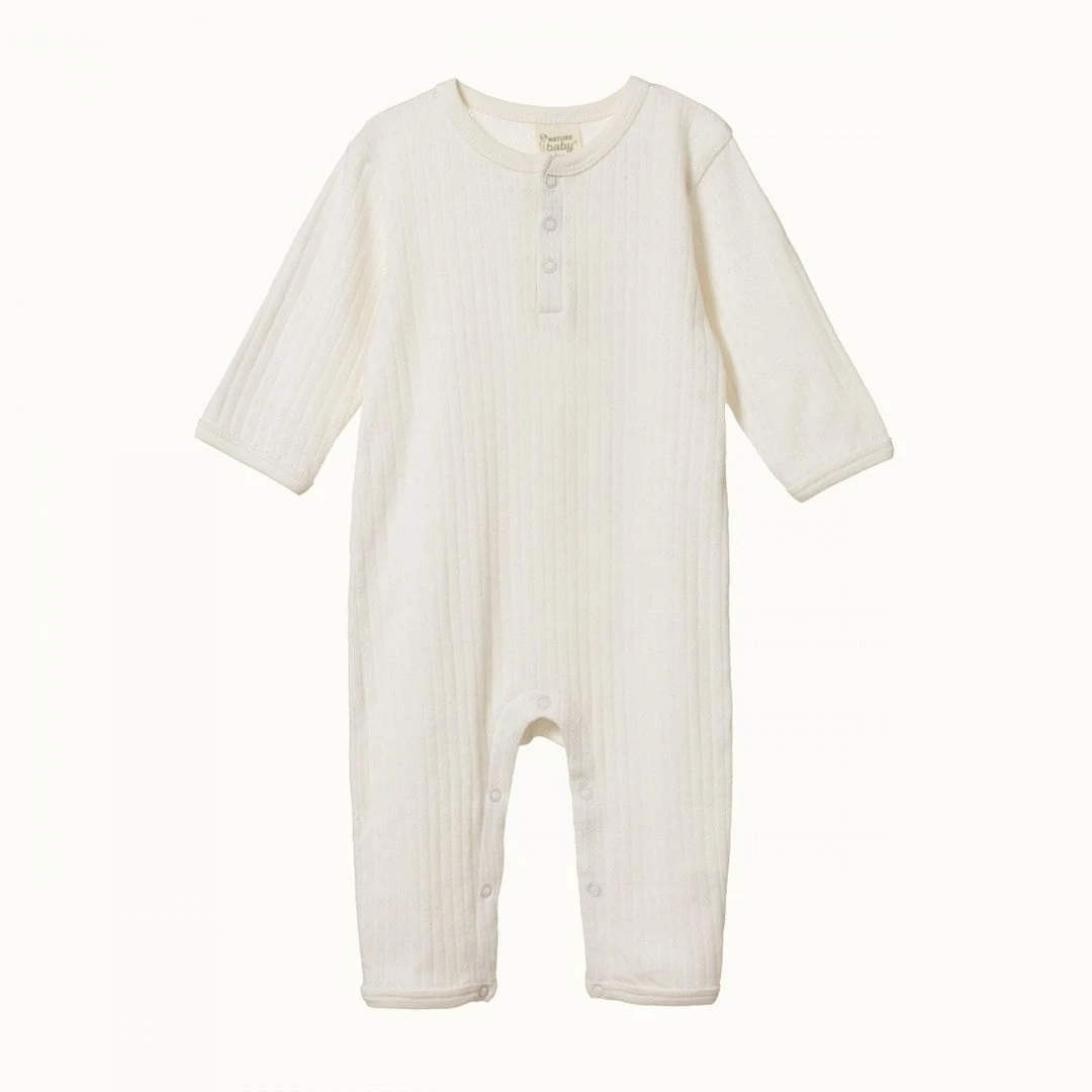 Nature Baby Pointelle Henley Pyjama Suit - Natural Bodies & Jumpsuits 3 Nature Baby Pointelle Henley Pyjama Suit - Natural Bodies & Jumpsuits