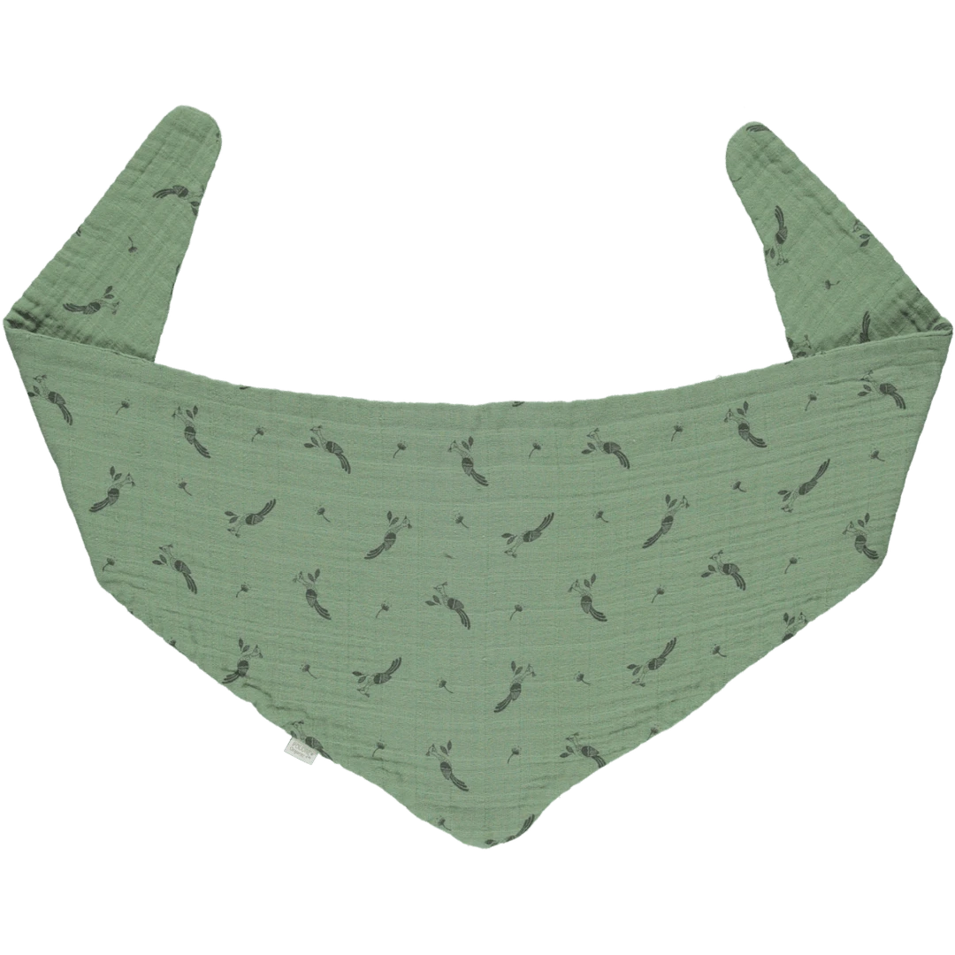 Poudre Organic Accessories Organic Muslin Menthe Scarf - Oil Green Peacock Motif 4 Poudre Organic Accessories Organic Muslin Menthe Scarf - Oil Green Peacock Motif